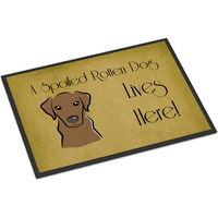 "Caroline's Treasures BB1482JMAT Chocolate Labrador Spoiled Dog Lives Here Indoor or Outdoor Mat, 24 x 36"", Multicolor"