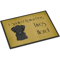 "Caroline's Treasures BB1483MAT Black Labrador Spoiled Dog Lives Here Indoor or Outdoor Mat, 18 x 27"", Multicolor"