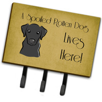 "Caroline's Treasures BB1483TH68 Black Labrador Spoiled Dog Lives Here Leash or Key Holder, Large, Multicolor"