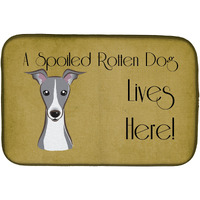 "Caroline's Treasures Italian Greyhound Spoiled Dog Lives Here Dish Drying Mat, 14"" x 21"""