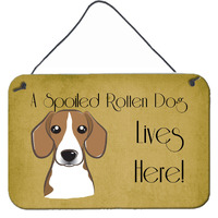 "Caroline's Treasures BB1487DS812 Beagle Spoiled Dog Lives Here Wall or Door Hanging Prints, 8 x 12"", Multicolor"