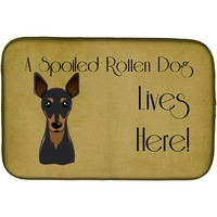 "Caroline's Treasures Min Pin Spoiled Dog Lives Here Dish Drying Mat, 14 x 21"