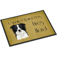 "Caroline's Treasures BB1489MAT Border Collie Spoiled Dog Lives Here Indoor or Outdoor Mat, 18 x 27"", Multicolor"