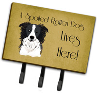 "Caroline's Treasures BB1489TH68 border Collie Spoiled Dog Lives here Leash or Key Holder, Large, Multicolor"