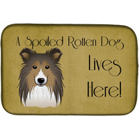 "Caroline's Treasures Sheltie Spoiled Dog Lives Here Dish Drying Mat, 14"" x 21"""