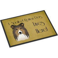 "Caroline's Treasures BB1490JMAT Sheltie Spoiled Dog Lives Here Indoor or Outdoor Mat, 24 x 36"", Multicolor"