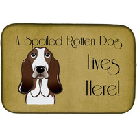 "Caroline's Treasures Basset Hound Spoiled Dog Lives Here Dish Drying Mat, 14"" x 21"""
