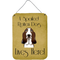 "Caroline's Treasures BB1491DS1216 Basset Hound Spoiled Dog Lives Here Wall or Door Hanging Prints, 16 x 12"", Multicolor"