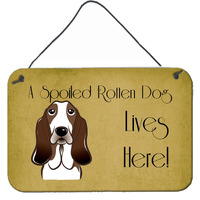 "Caroline's Treasures BB1491DS812 Basset Hound Spoiled Dog Lives Here Wall or Door Hanging Prints, 8 x 12"", Multicolor"