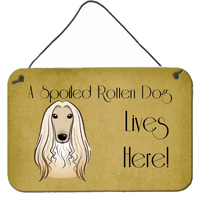 "Caroline's Treasures BB1492DS812 Afghan Hound Spoiled Dog Lives Here Wall or Door Hanging Prints, 8 x 12"", Multicolor"