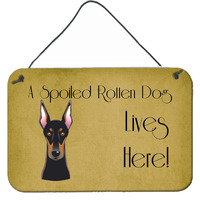 "Caroline's Treasures BB1493DS812 Doberman Spoiled Dog Lives Here Wall or Door Hanging Prints, 8 x 12"", Multicolor"