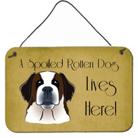 "Caroline's Treasures BB1494DS812 Saint Bernard Spoiled Dog Lives Here Wall or Door Hanging Prints, 8 x 12"", Multicolor"