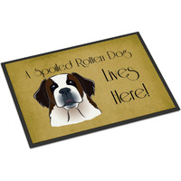 "Caroline's Treasures BB1494MAT Saint Bernard Spoiled Dog Lives Here Indoor or Outdoor Mat, 18 x 27"", Multicolor"