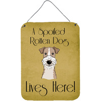 "Caroline's Treasures BB1495DS1216 Wire Haired Fox Terrier Spoiled Dog Lives Here Wall or Door Hanging Prints, 16 x 12"", Multicolor"