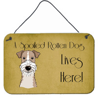 "Caroline's Treasures BB1495DS812 Wire Haired Fox Terrier Spoiled Dog Lives Here Wall or Door Hanging Prints, 8 x 12"", Multicolor"