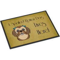 "Caroline's Treasures BB1497JMAT Chocolate Brown Shih Tzu Spoiled Dog Lives Here Indoor or Outdoor Mat, 24 x 36"", Multicolor"