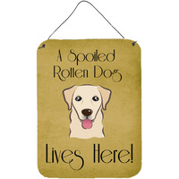 "Caroline's Treasures BB1500DS1216 Golden Retriever Spoiled Dog Lives Here Wall or Door Hanging Prints, 16 x 12"", Multicolor"