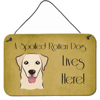 "Caroline's Treasures BB1500DS812 Golden Retriever Spoiled Dog Lives Here Wall or Door Hanging Prints, 8 x 12"", Multicolor"