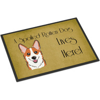 "Caroline's Treasures BB1502JMAT Red Corgi Spoiled Dog Lives Here Indoor or Outdoor Mat, 24 x 36"", Multicolor"
