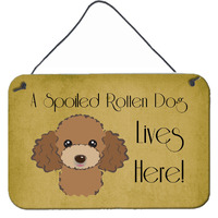 "Caroline's Treasures BB1504DS812 Chocolate Brown Poodle Spoiled Dog Lives Here Wall or Door Hanging Prints, 8 x 12"", Multicolor"
