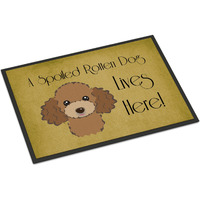 "Caroline's Treasures BB1504JMAT Chocolate Brown Poodle Spoiled Dog Lives Here Indoor or Outdoor Mat, 24 x 36"", Multicolor"