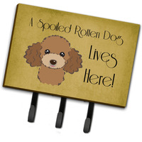 "Caroline's Treasures BB1504TH68 Chocolate Brown Poodle Spoiled Dog Lives Here Leash or Key Holder, Large, Multicolor"