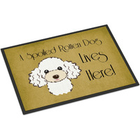 "Caroline's Treasures BB1505JMAT White Poodle Spoiled Dog Lives Here Indoor or Outdoor Mat, 24 x 36"", Multicolor"