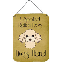 "Caroline's Treasures BB1506DS1216 Buff Poodle Spoiled Dog Lives Here Wall or Door Hanging Prints, 16 x 12"", Multicolor"
