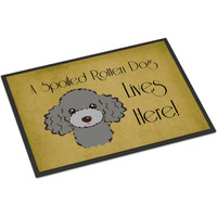 "Caroline's Treasures BB1507JMAT Silver Gray Poodle Spoiled Dog Lives Here Indoor or Outdoor Mat, 24 x 36"", Multicolor"
