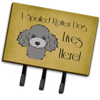 "Caroline's Treasures BB1507TH68 Silver Gray Poodle Spoiled Dog Lives Here Leash or Key Holder, Large, Multicolor"