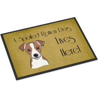 "Caroline's Treasures BB1508MAT Jack Russell Terrier Spoiled Dog Lives Here Indoor or Outdoor Mat, 18 x 27"", Multicolor"