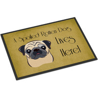 "Caroline's Treasures BB1510MAT Fawn Pug Spoiled Dog Lives Here Indoor or Outdoor Mat, 18 x 27"", Multicolor"