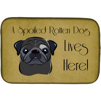 "Caroline's Treasures Black Pug Spoiled Dog Lives Here Dish Drying Mat, 14 x 21"
