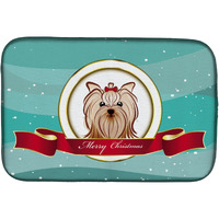 "Caroline's Treasures Yorkie Yorkshire Terrier Merry Christmas Dish Drying Mat, 14"" x 21"""