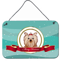 "Caroline's Treasures Yorkie Yorkshire Terrier Merry Christmas Wall or Door Hanging Prints BB1514DS812, 8HX12W"