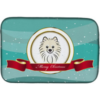 "Caroline's Treasures Pomeranian Merry Christmas Dish Drying Mat, 14"" x 21"""