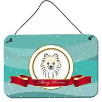 "Caroline's Treasures Pomeranian Merry Christmas Wall or Door Hanging Prints BB1517DS812, 8HX12W"