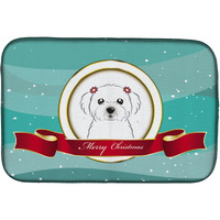 "Caroline's Treasures Maltese Merry Christmas Dish Drying Mat, 14"" x 21"""