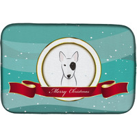 "Caroline's Treasures Bull Terrier Merry Christmas Dish Drying Mat, 14"" x 21"""