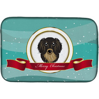 "Caroline's Treasures Longhair Black And Tan Dachshund Merry Christmas Dish Drying Mat, 14"" x 21"""