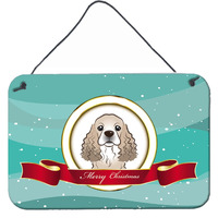 "Caroline's Treasures Cocker Spaniel Merry Christmas Wall or Door Hanging Prints BB1526DS812, 8HX12W"