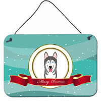 "Caroline's Treasures Alaskan Malamute Merry Christmas Wall or Door Hanging Prints BB1528DS812, 8HX12W, Multicolor"