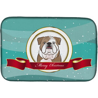 "Caroline's Treasures English Bulldog Merry Christmas Dish Drying Mat, 14"" x 21"""