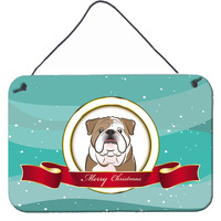 "Caroline's Treasures English Bulldog Merry Christmas Wall or Door Hanging Prints BB1529DS812, 8HX12W"