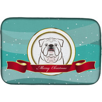 "Caroline's Treasures White English Bulldog Merry Christmas Dish Drying Mat, 14"" x 21"""