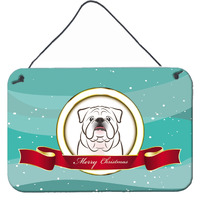 "Caroline's Treasures White English Bulldog Merry Christmas Wall or Door Hanging Prints BB1530DS812, 8""H x 12""W, Multicolor"
