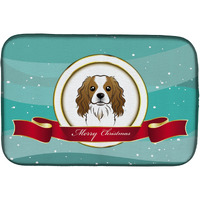 "Caroline's Treasures Cavalier Spaniel Merry Christmas Dish Drying Mat, 14 x 21"