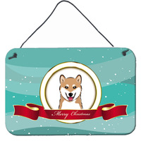 "Caroline's Treasures Shiba Inu Merry Christmas Wall or Door Hanging Prints BB1535DS812, 8HX12W"