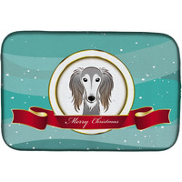 "Caroline's Treasures Saluki Merry Christmas Dish Drying Mat, 14"" x 21"""