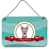 "Caroline's Treasures Yorkie Puppy Merry Christmas Wall or Door Hanging Prints BB1542DS812, 8HX12W"